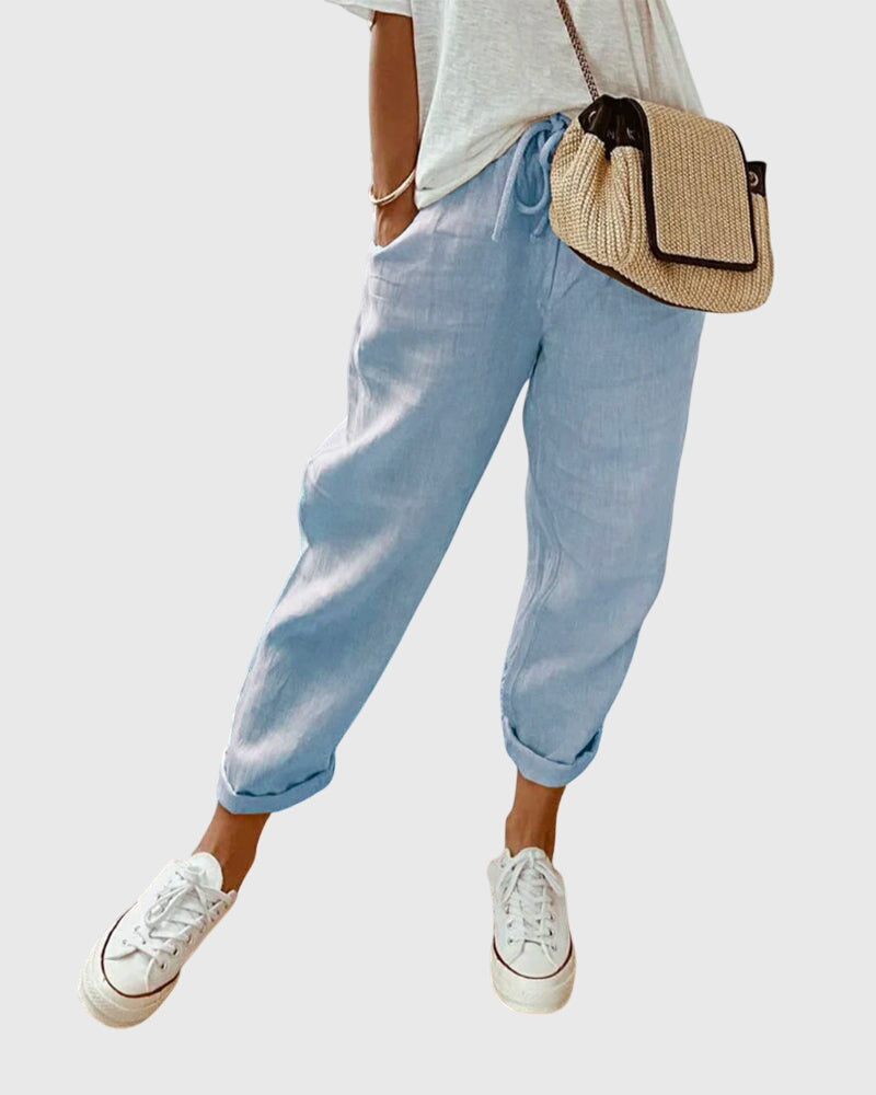 REINA | Straight-leg pants with elastic high waist