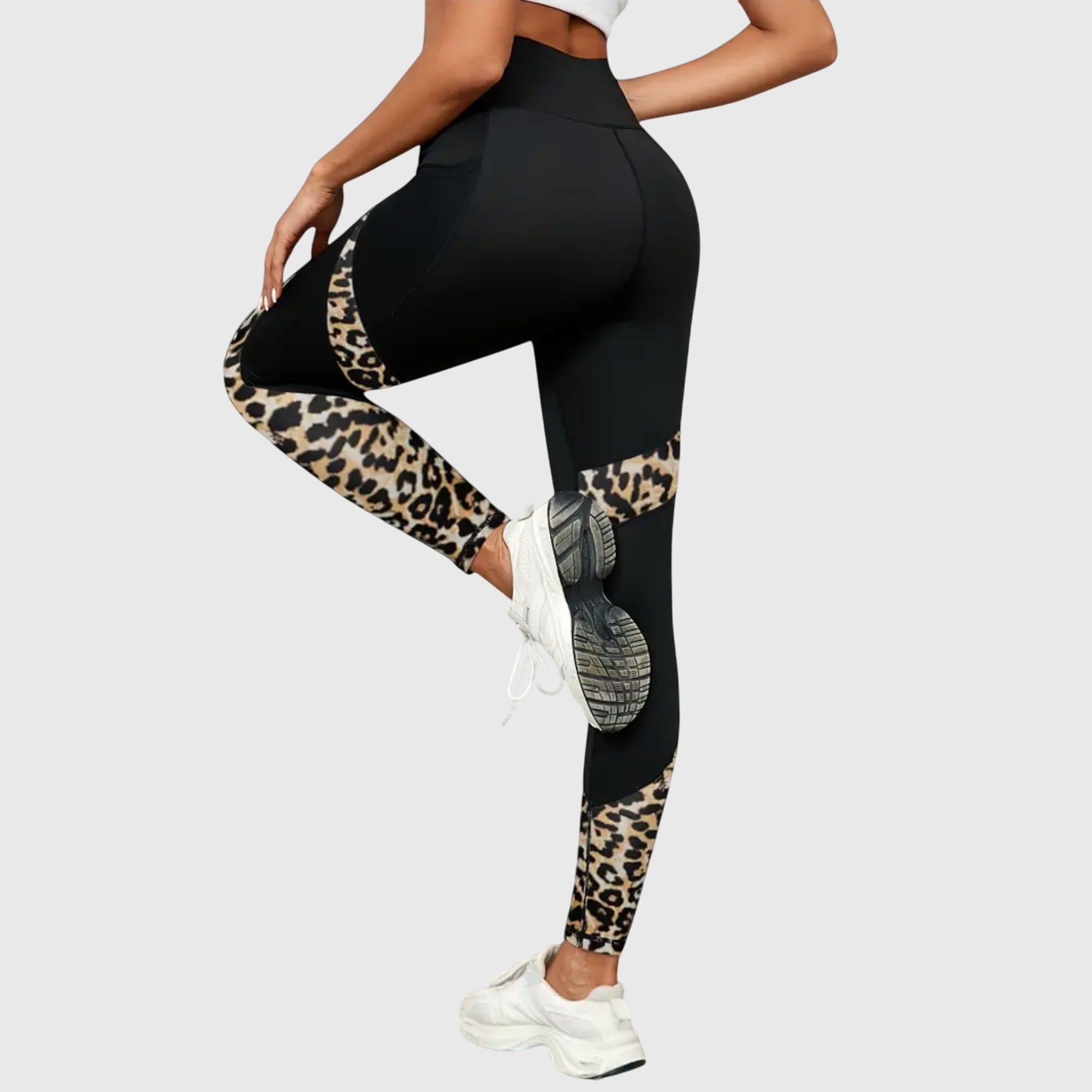 QUINN | Leopard print pants with mesh detail