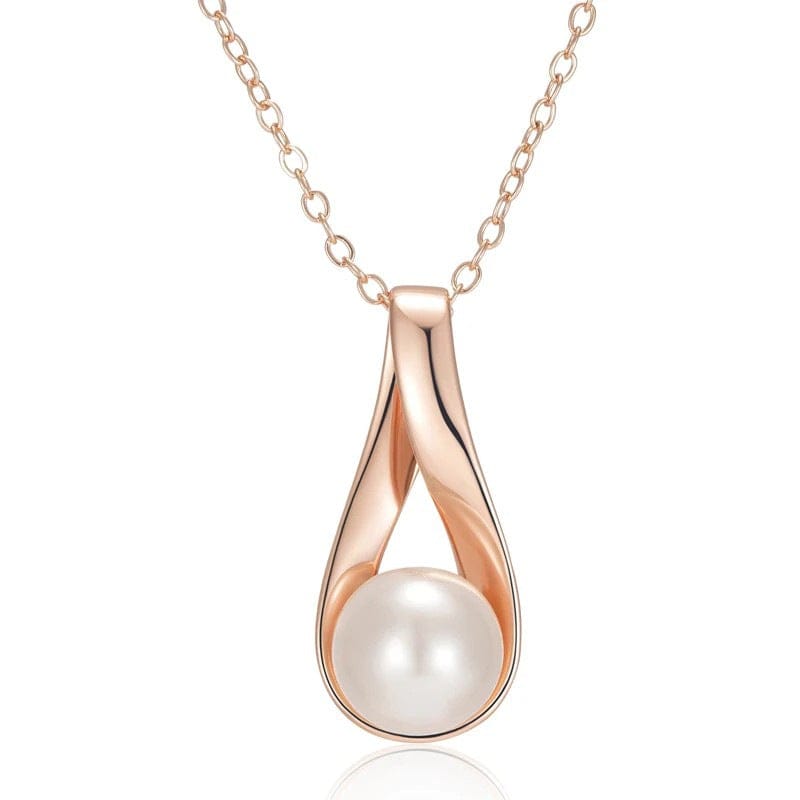 LUNA | Rose gold teardrop necklace with pearl