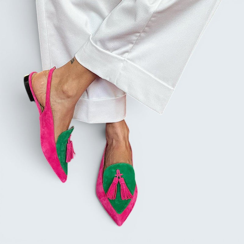 FRENDESSA | Fringe ballet flats with ankle strap