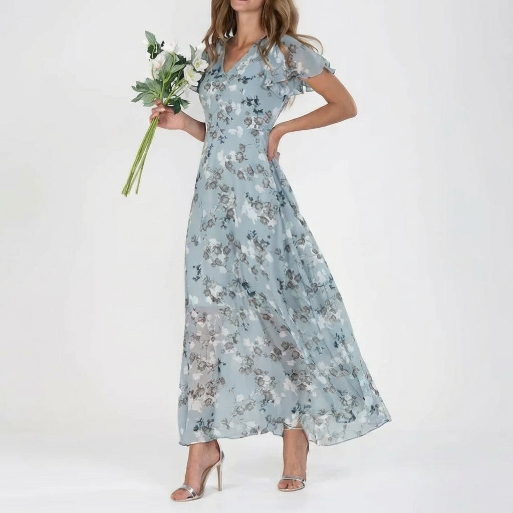 VIVIAN | Short-sleeve floral maxi dress