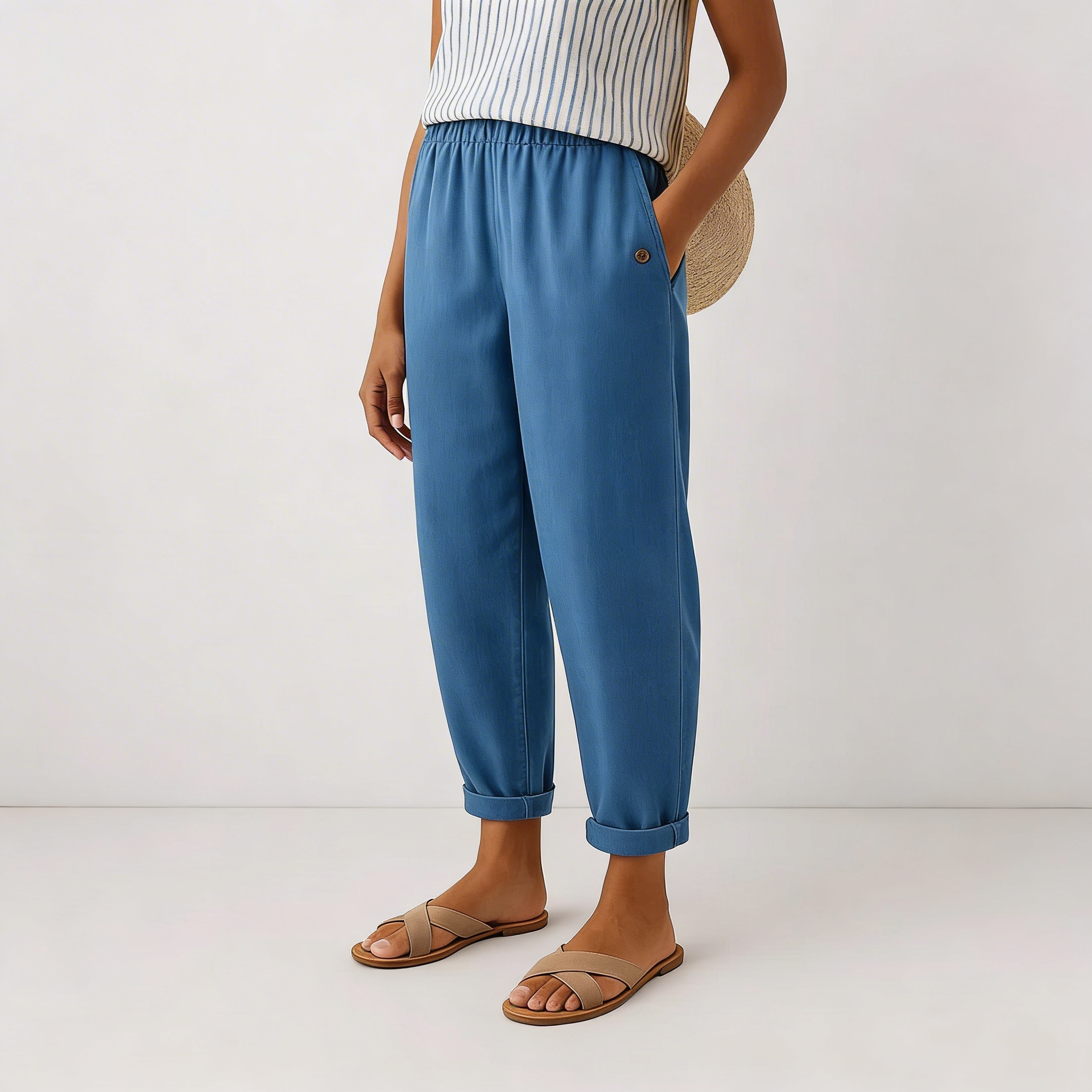 STELLA | Elastic-back wide-leg pants in soft fabric