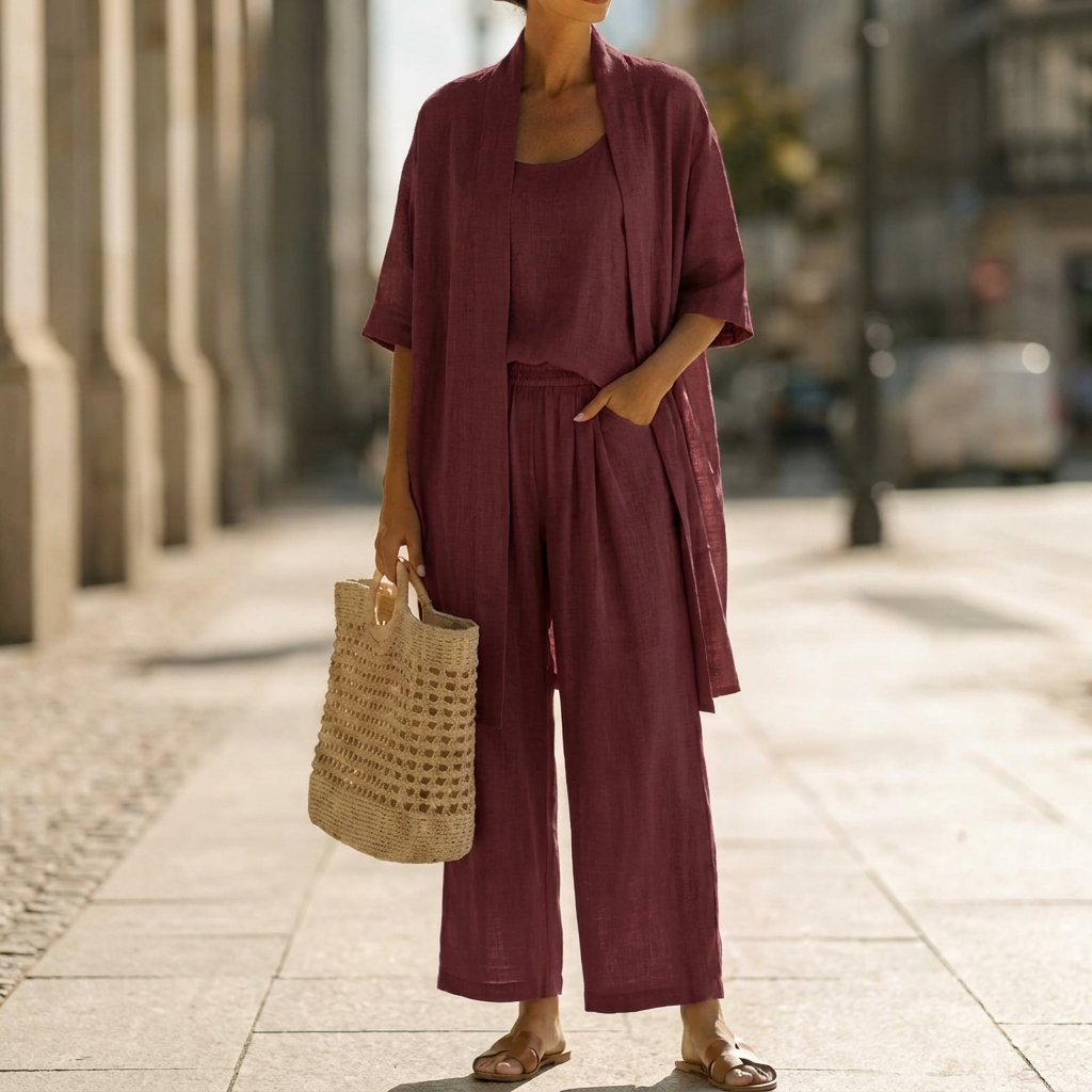 ABIGAIL | Three-piece set with wide-leg pants and vest