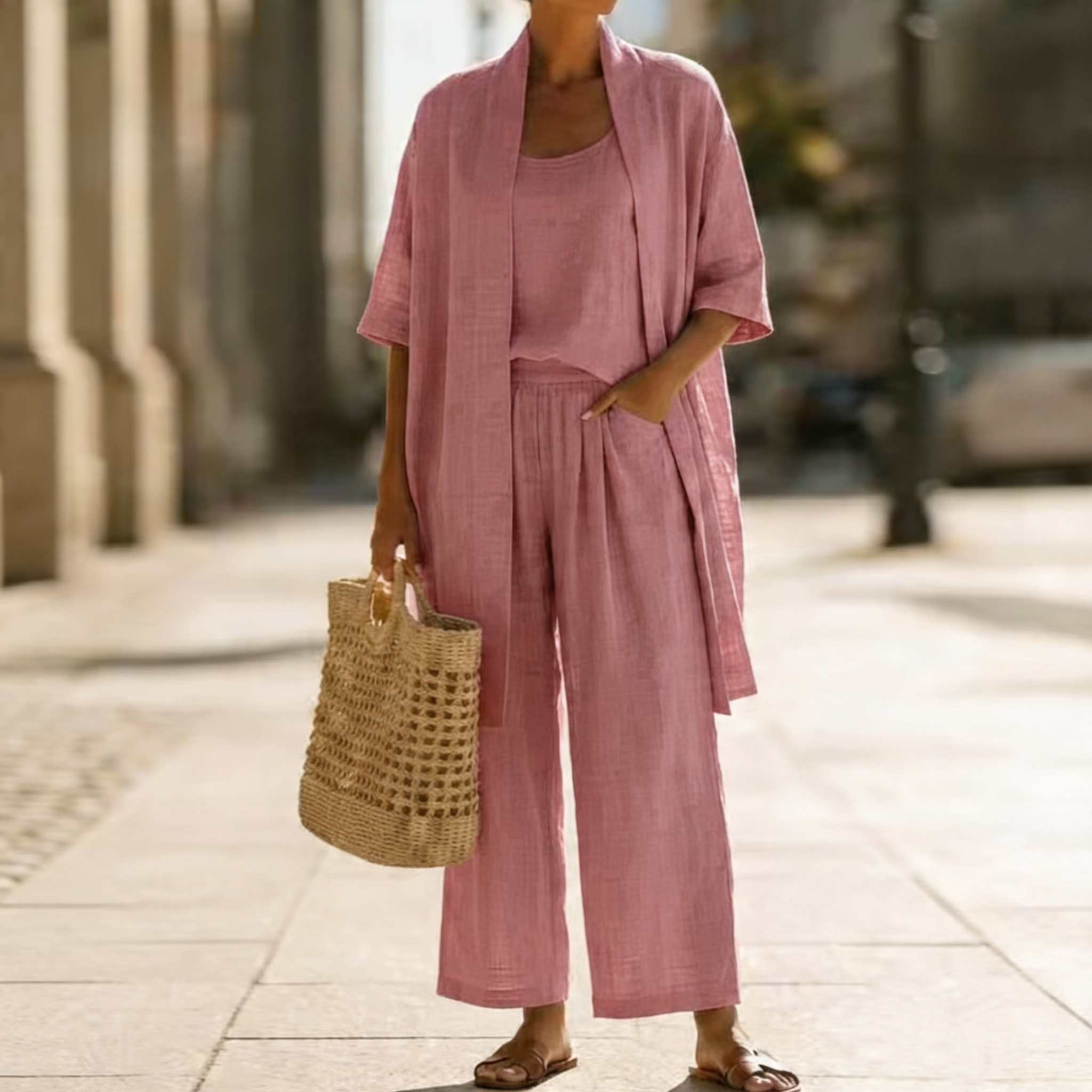 ABIGAIL | Three-piece set with wide-leg pants and vest