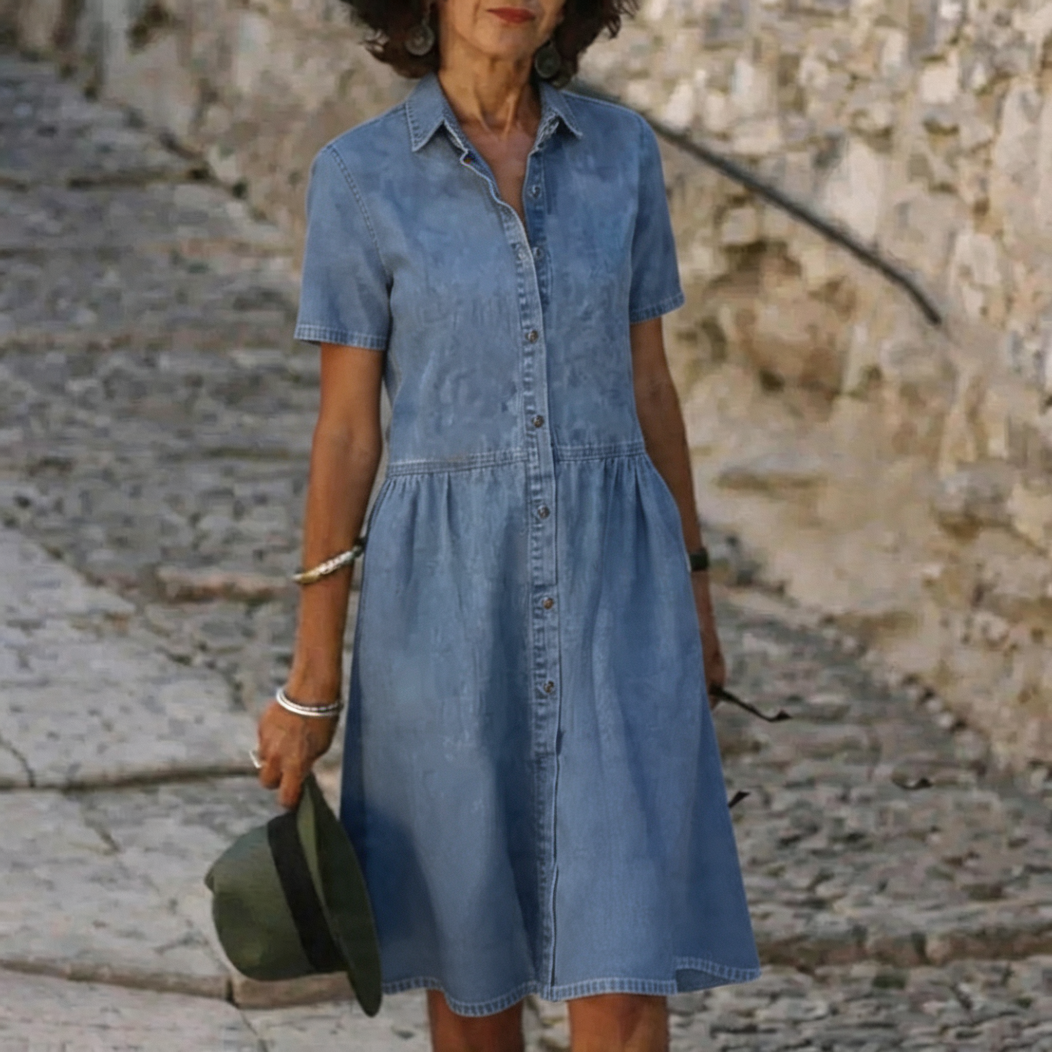 EMMA | Soft-wash button-front denim dress