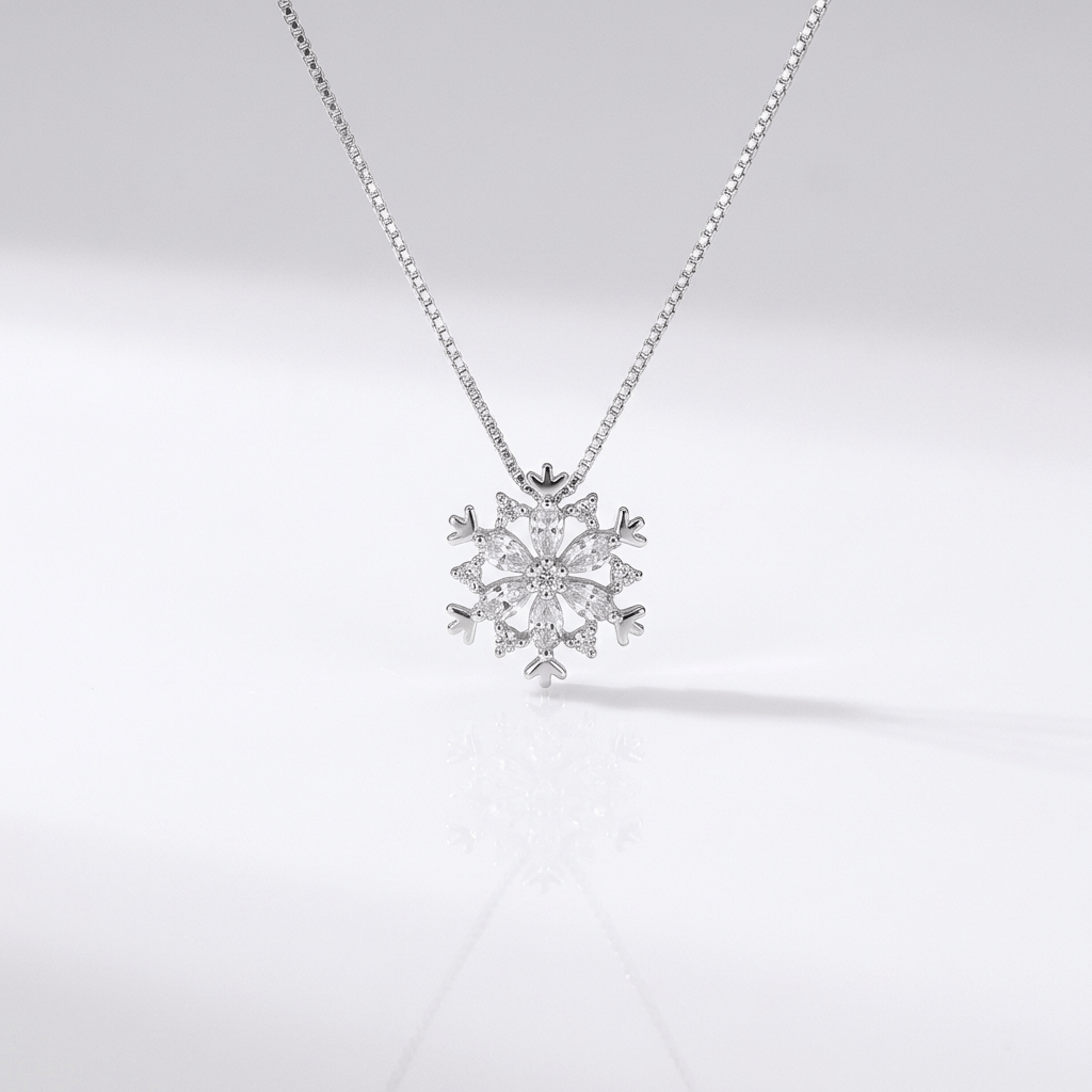 CRYSTAL | Sterling silver snowflake zirconia necklace