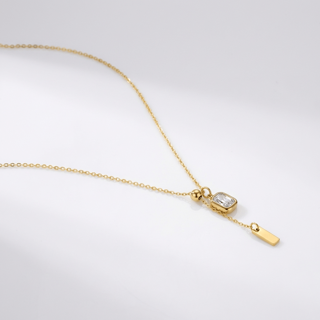 EDEN | Lariat necklace in polished titanium steel