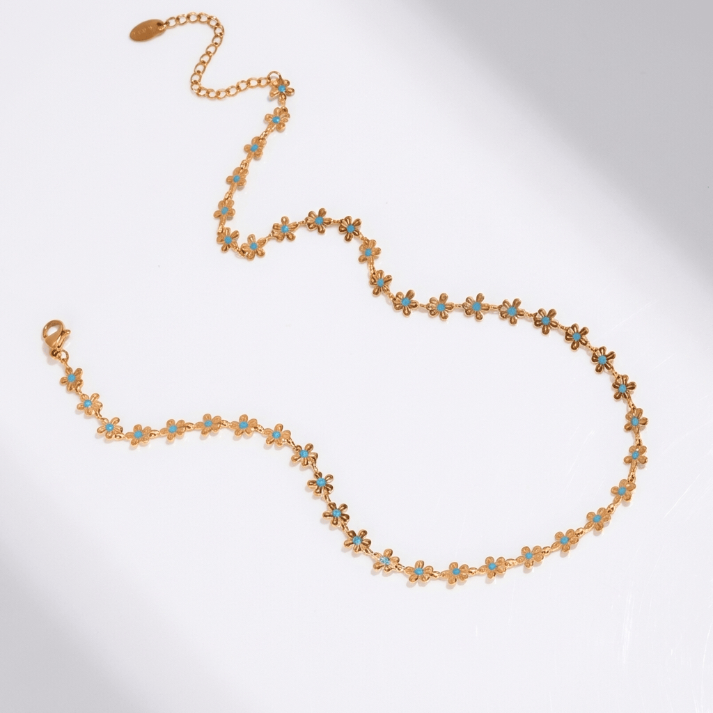 DAISY | Enamel flower necklace and bracelet set