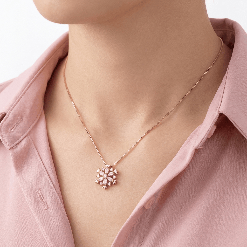 CRYSTAL | Sterling silver snowflake zirconia necklace