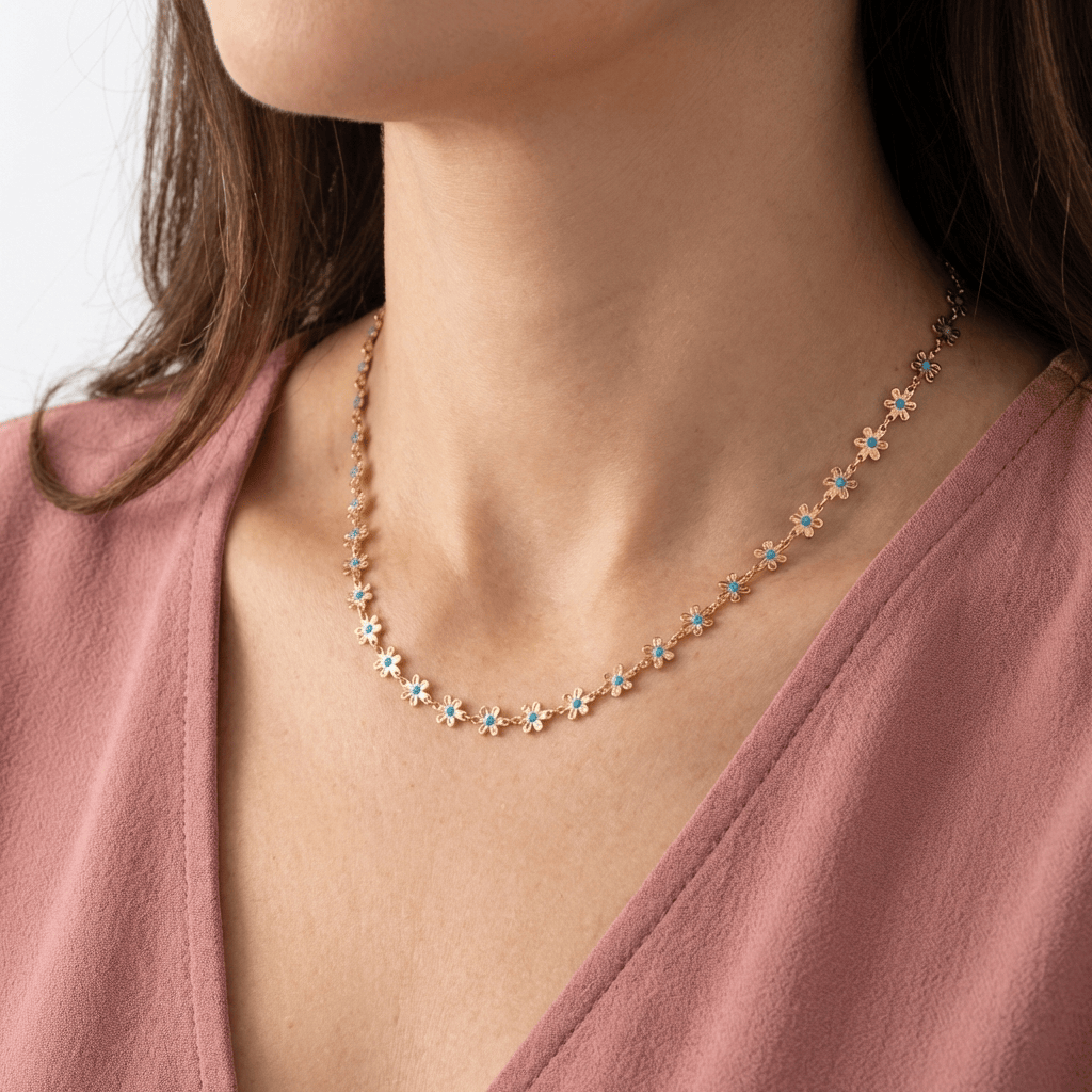 DAISY | Enamel flower necklace and bracelet set