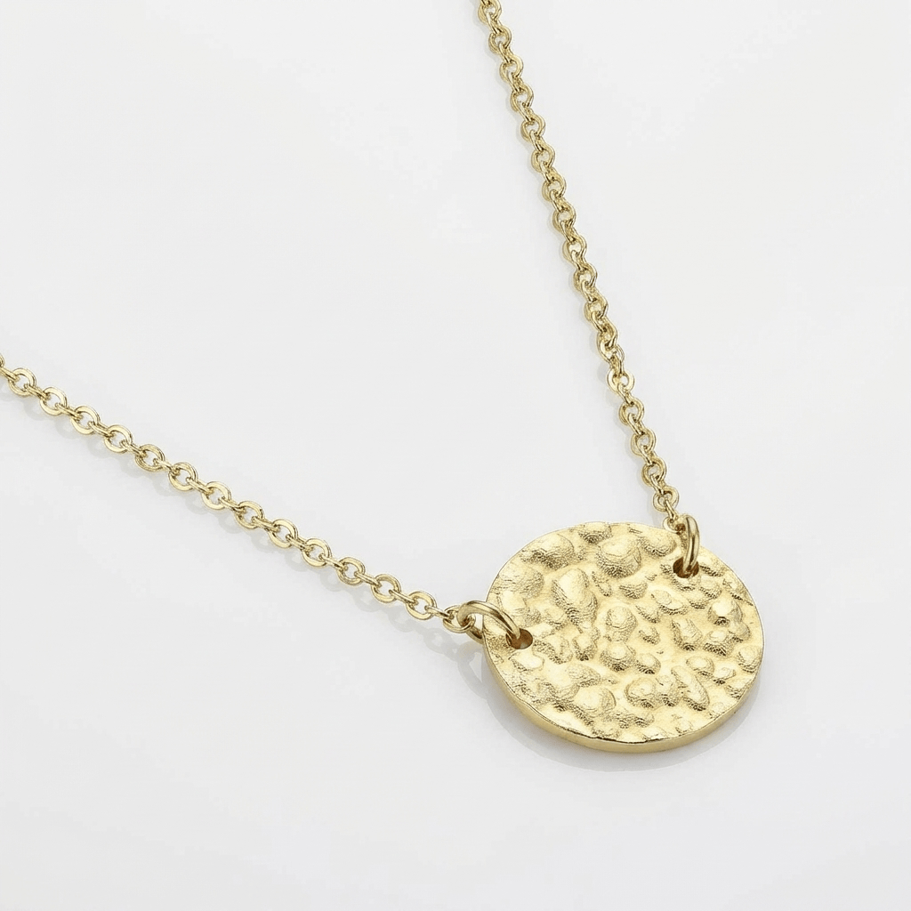 NOVA | Hammered disc pendant necklace in metal