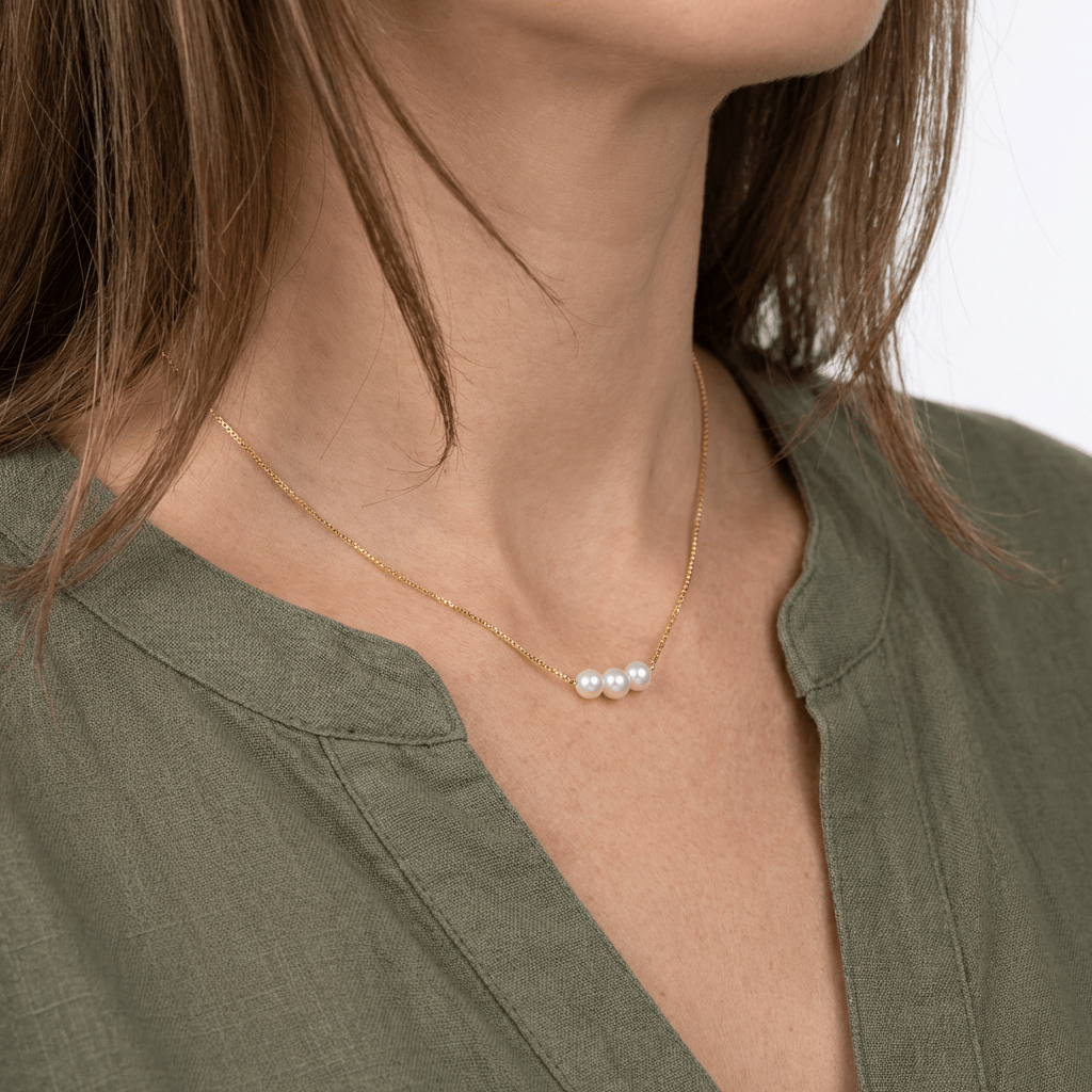 CLEO | Gold-tone necklace with pearl trio pendant