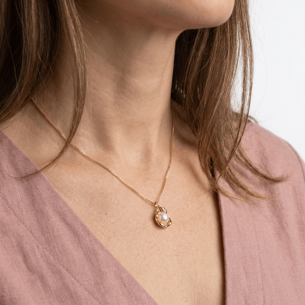 LUNA | Gold-tone pearl teardrop pendant necklace