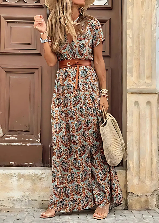 SIENNA | Maxi dress with gathered waist and belt
