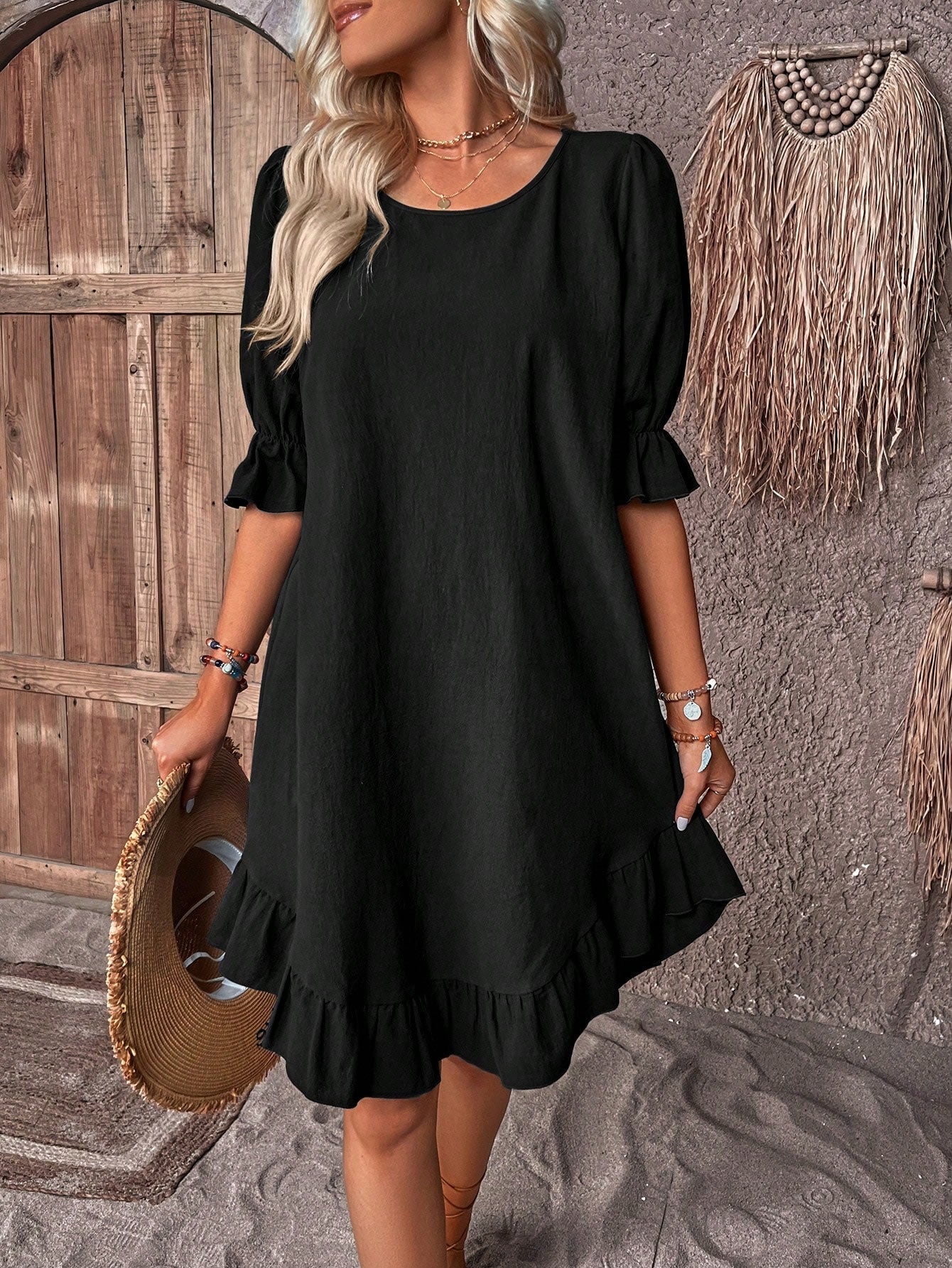 KYRIA | Midi dress in lightweight floral fabric
