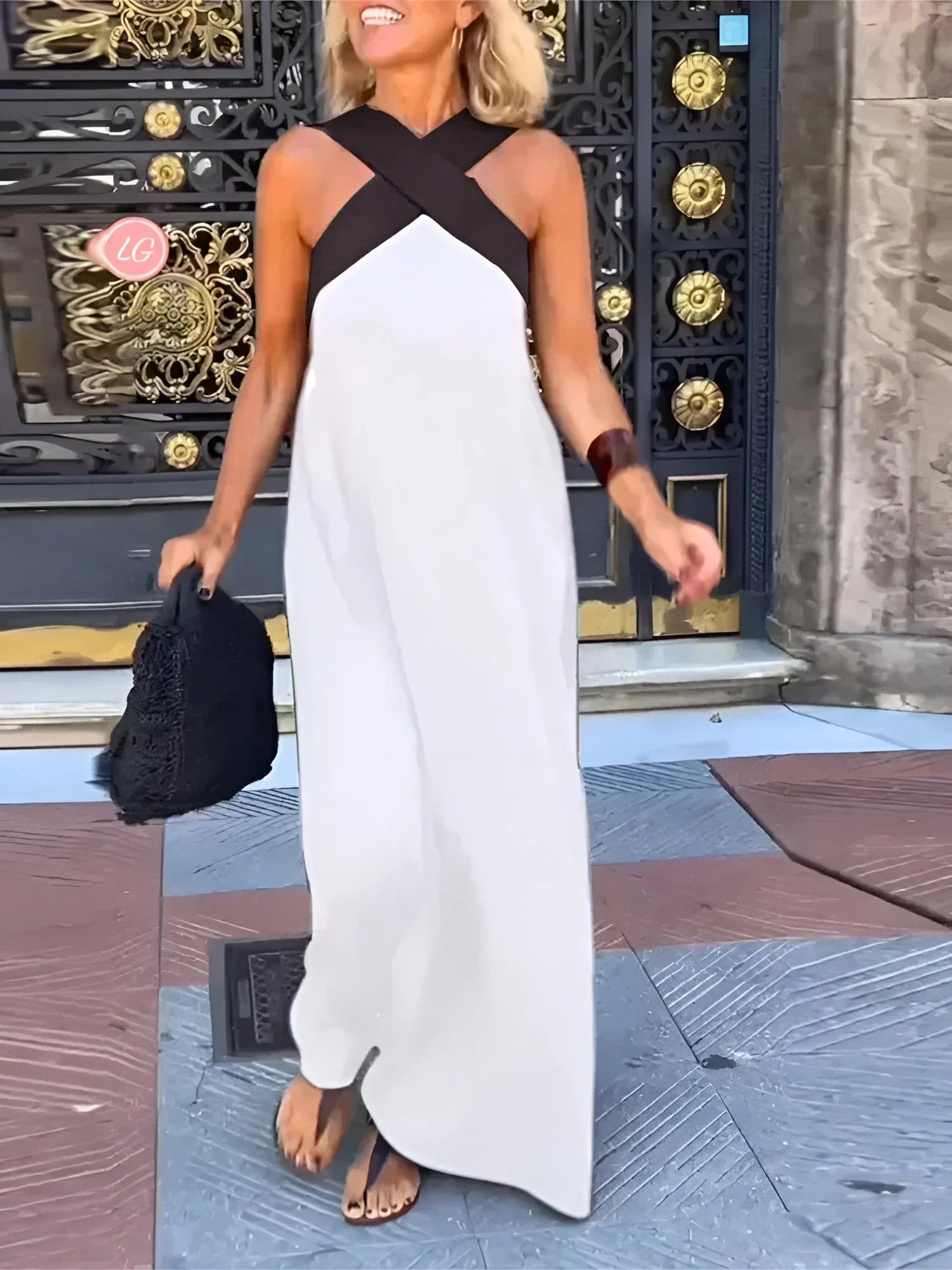QUIRINE | Wrap-front maxi dress in soft fabric