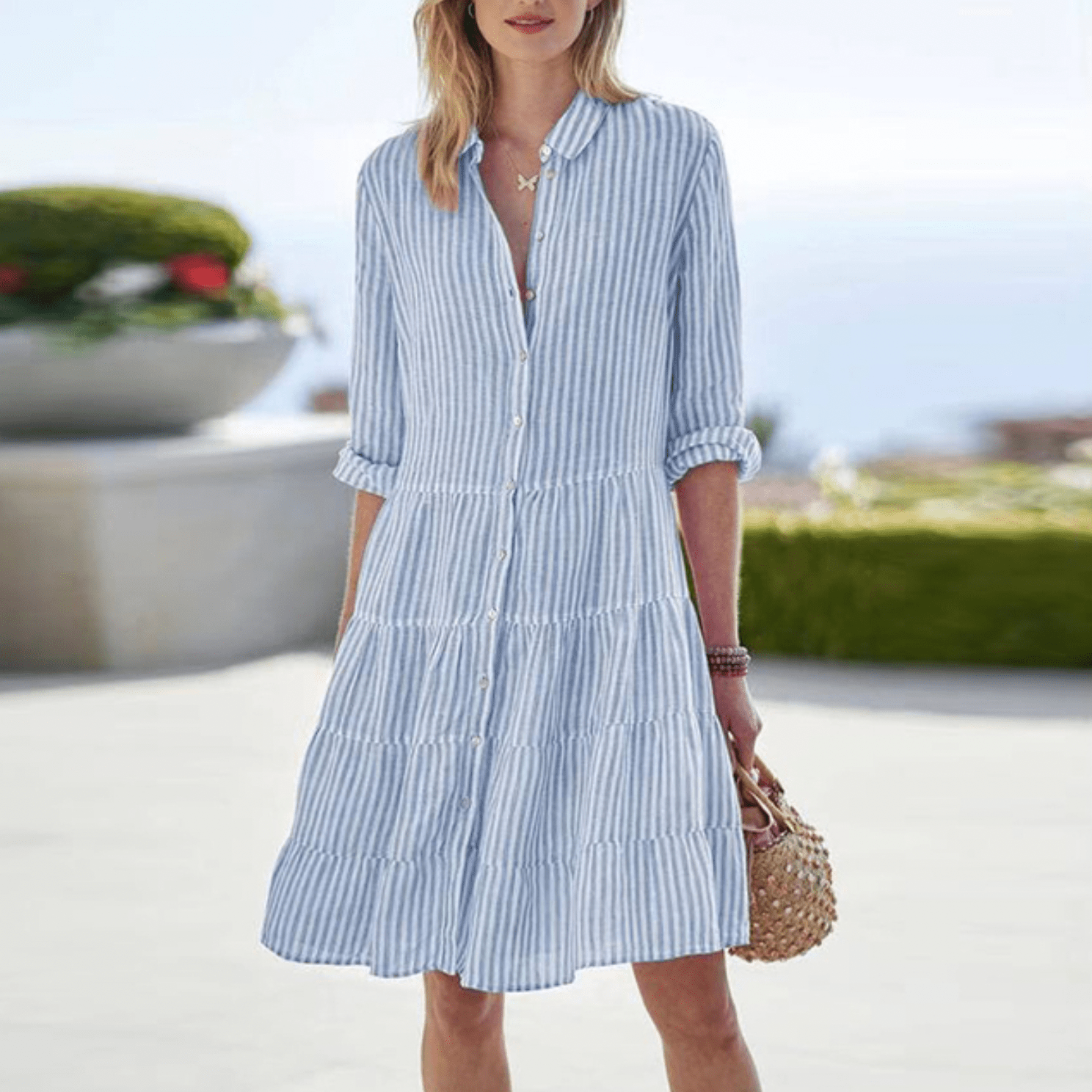 LOLITA | Soft-woven striped A-line dress