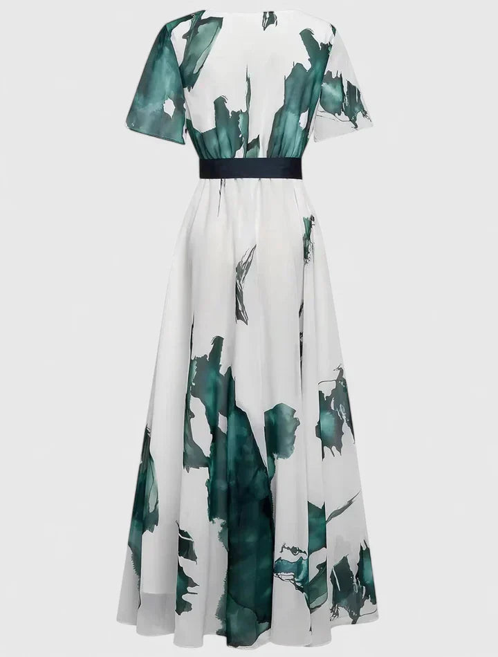 XAVRYNAH | Sleeveless V-neck dress with tie belt