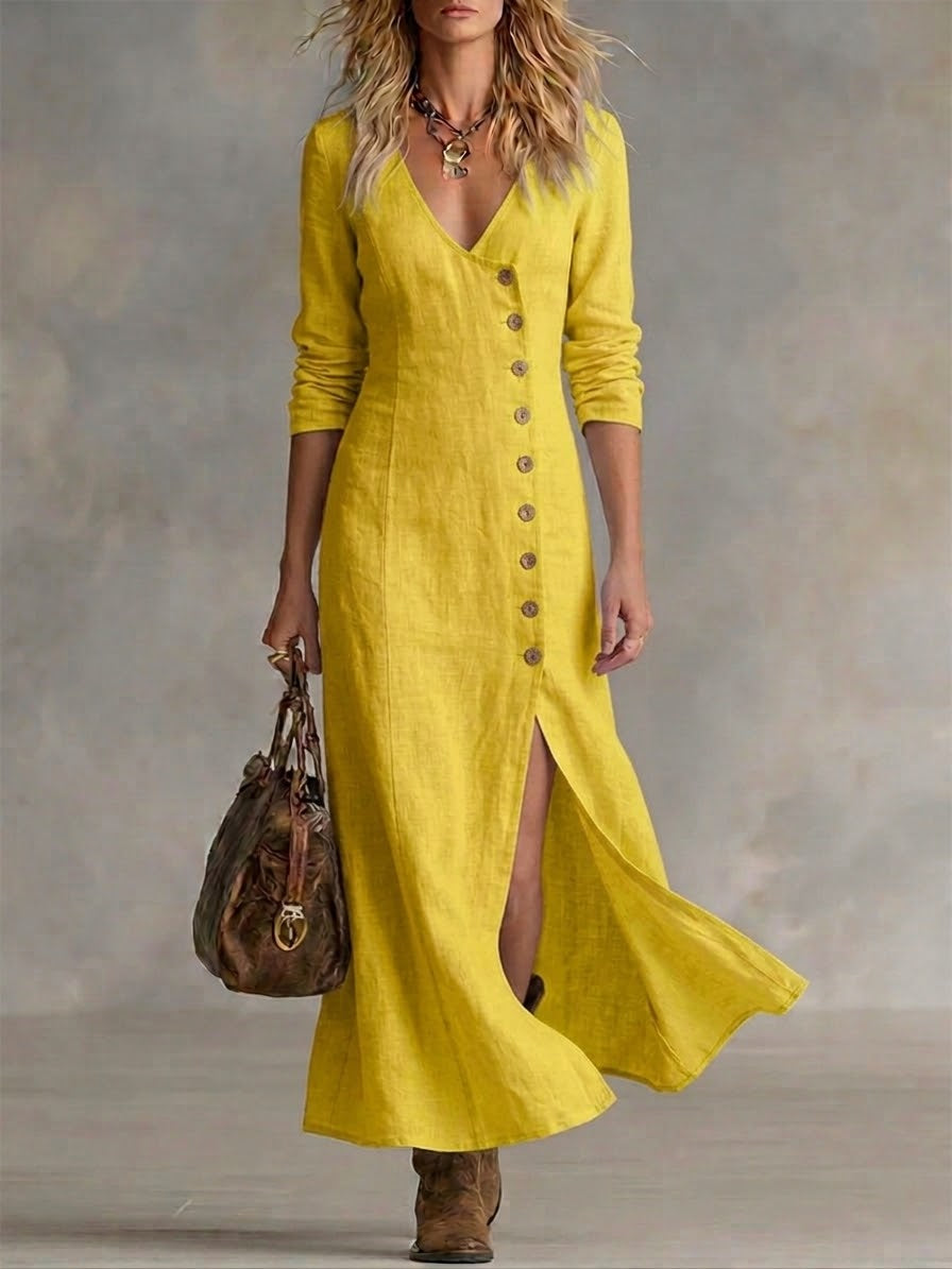 EDEN | Relaxed button-front dress with V-neck
