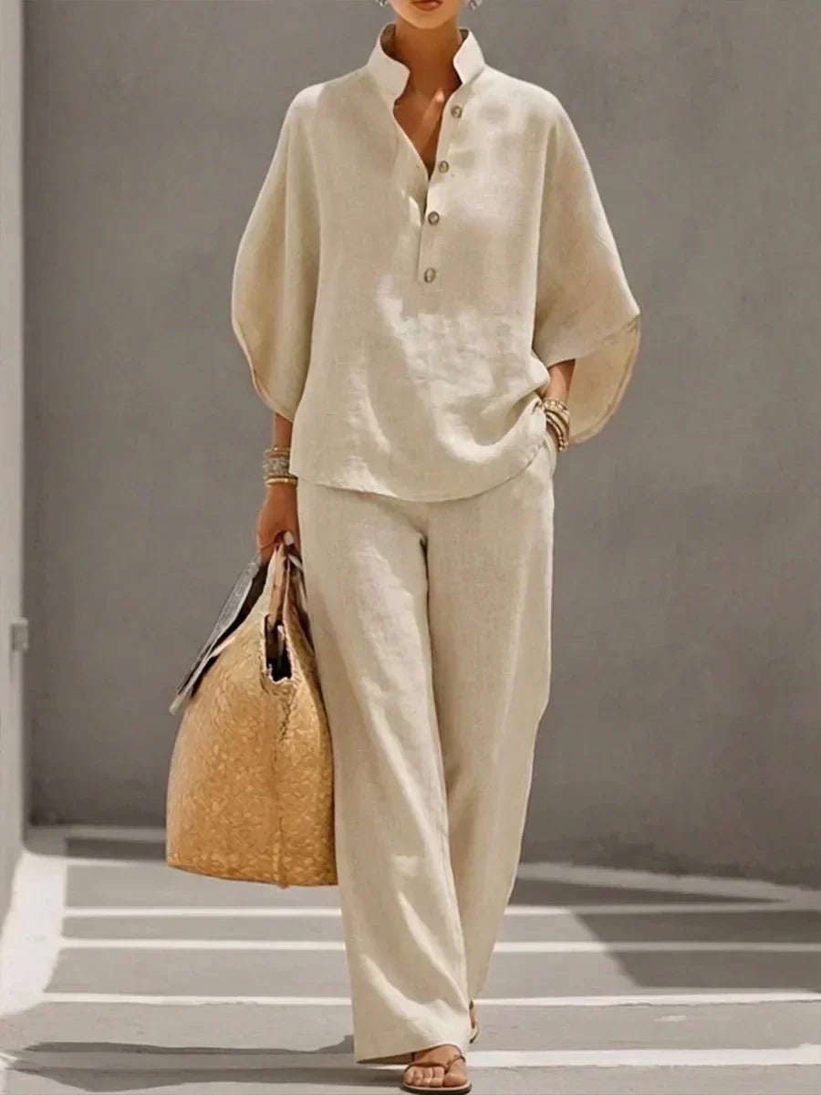 MARIBEL | Set with batwing top and wide-leg pants