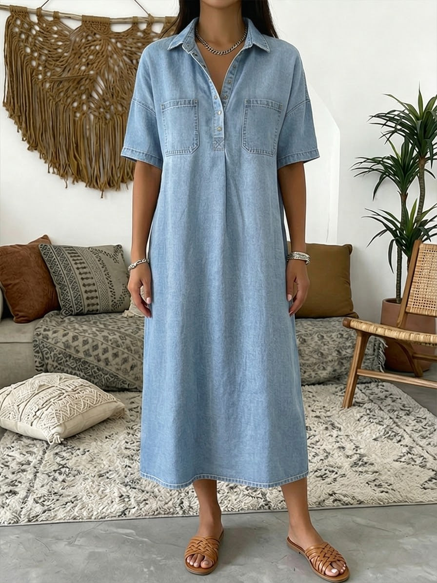 FRANKIE | Short-sleeve polo dress in structured fabric