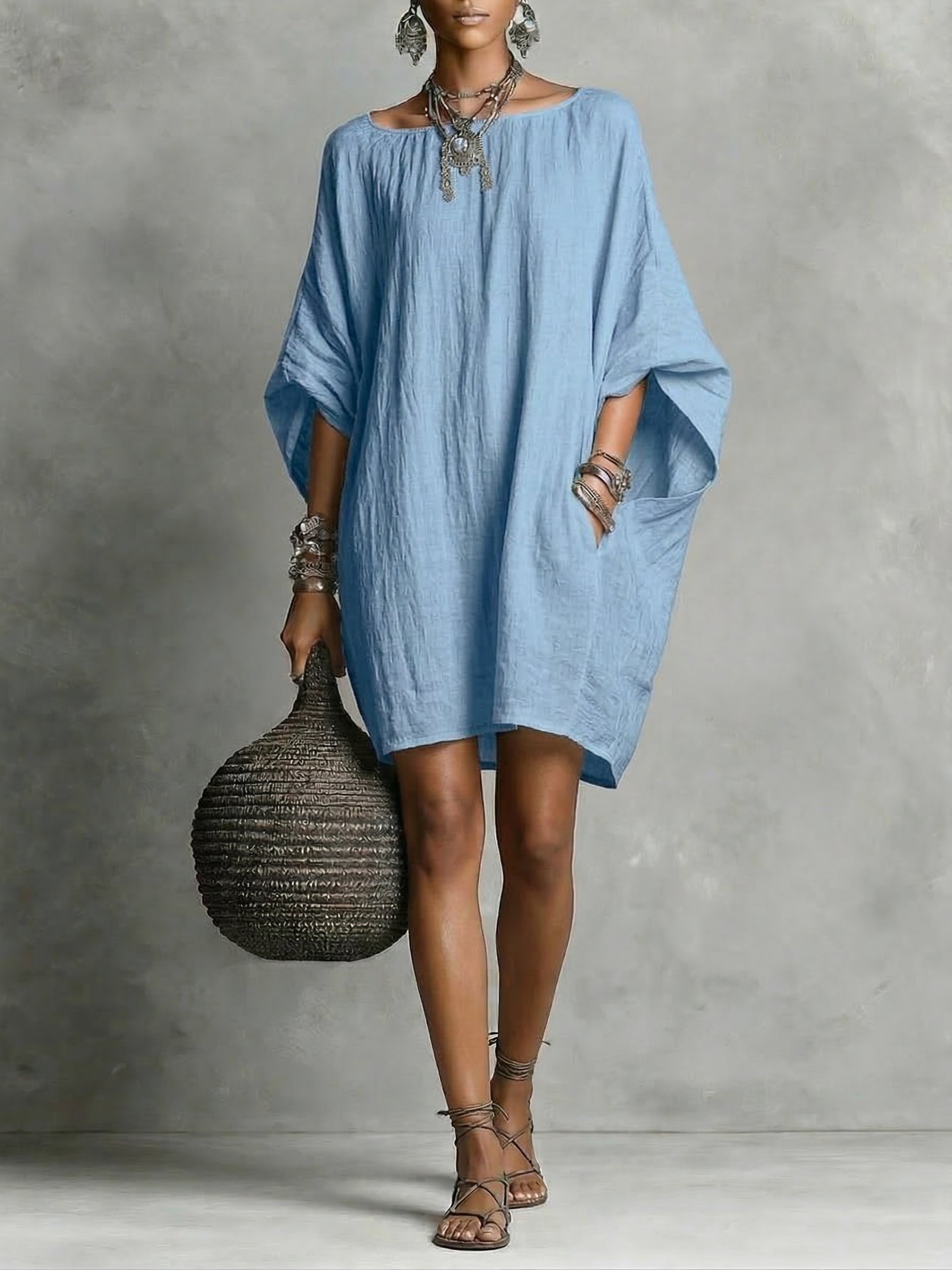 DAISY | Relaxed long-sleeve dress with side pockets