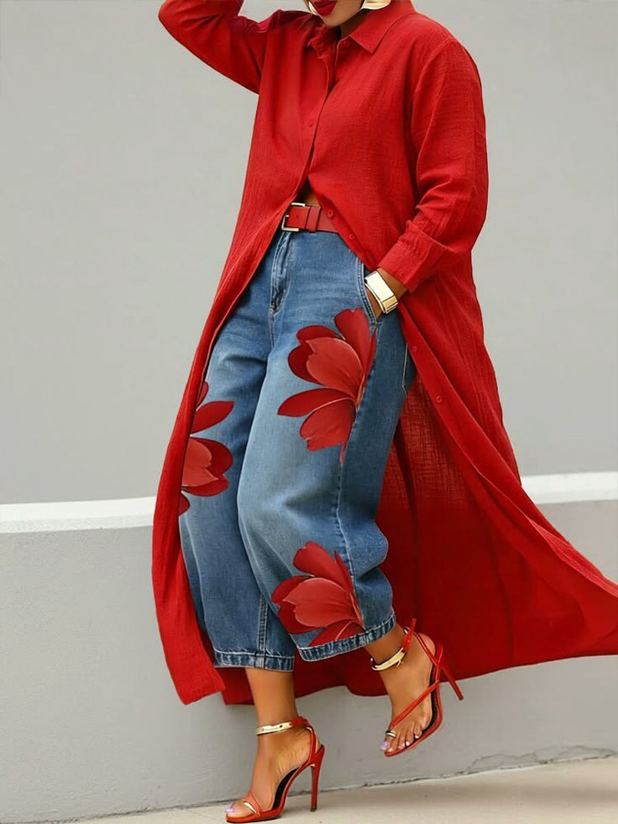 DAISY | Button-front shirt dress with long sleeves