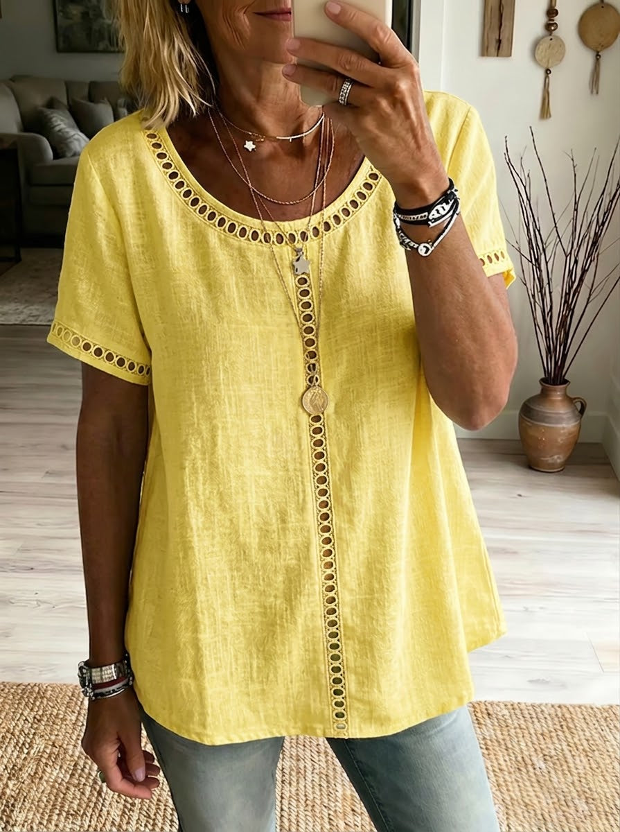 BILLIE | Weekend top with openwork weave detail