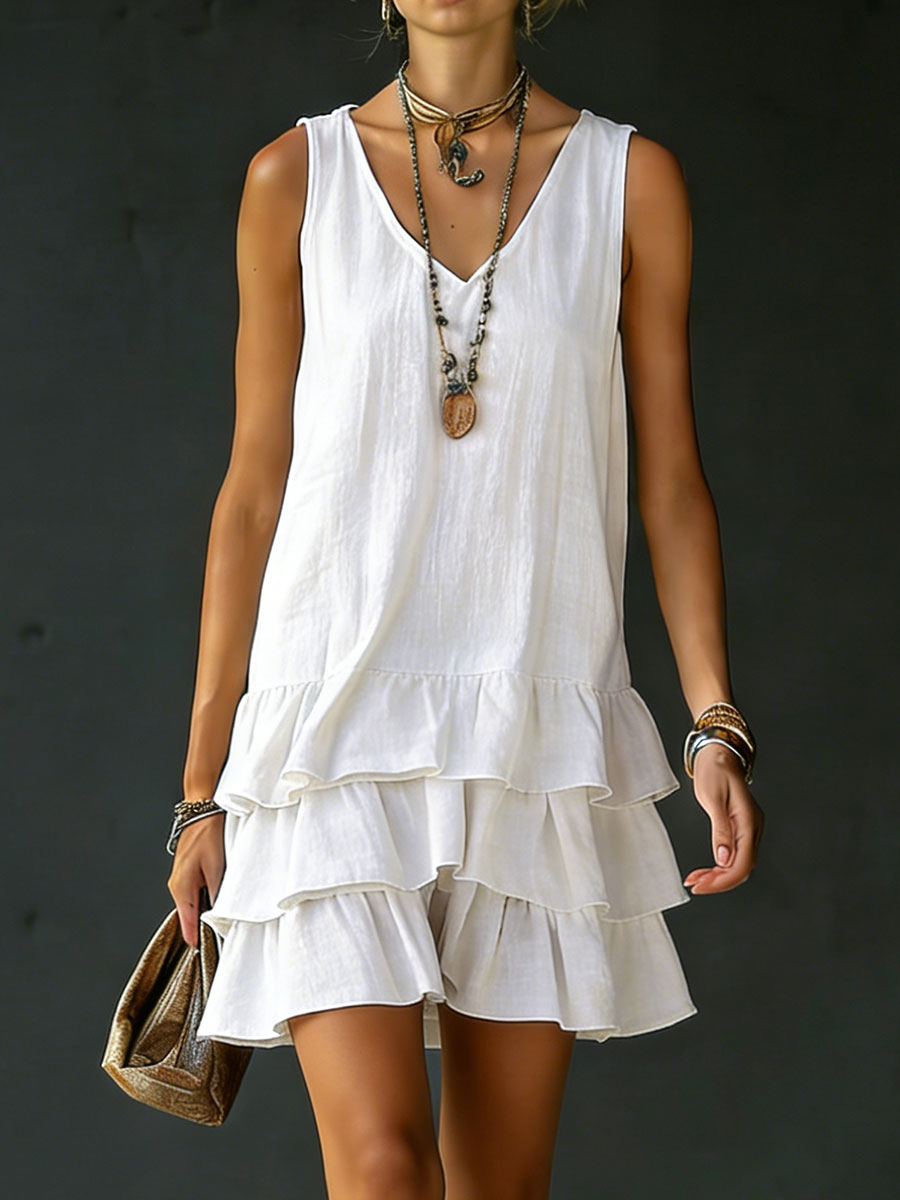 EDEN | V-neck sleeveless dress with side pockets