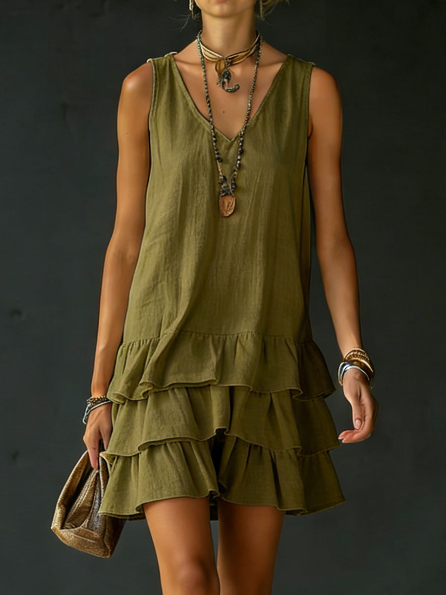 EDEN | V-neck sleeveless dress with side pockets