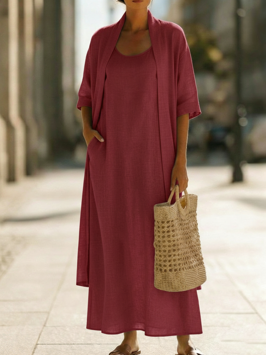 EDEN | Relaxed two-piece set with half-sleeve cardigan