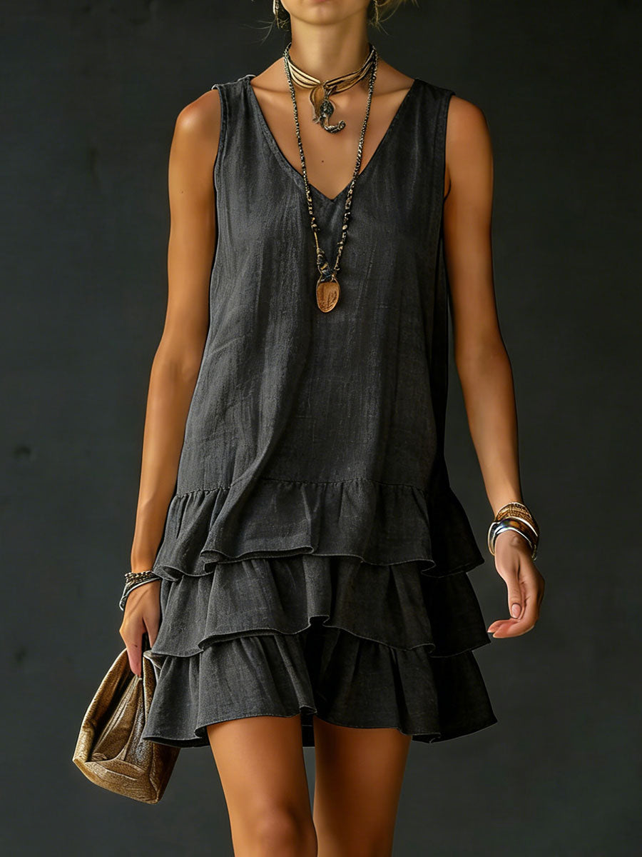 EDEN | V-neck sleeveless dress with side pockets