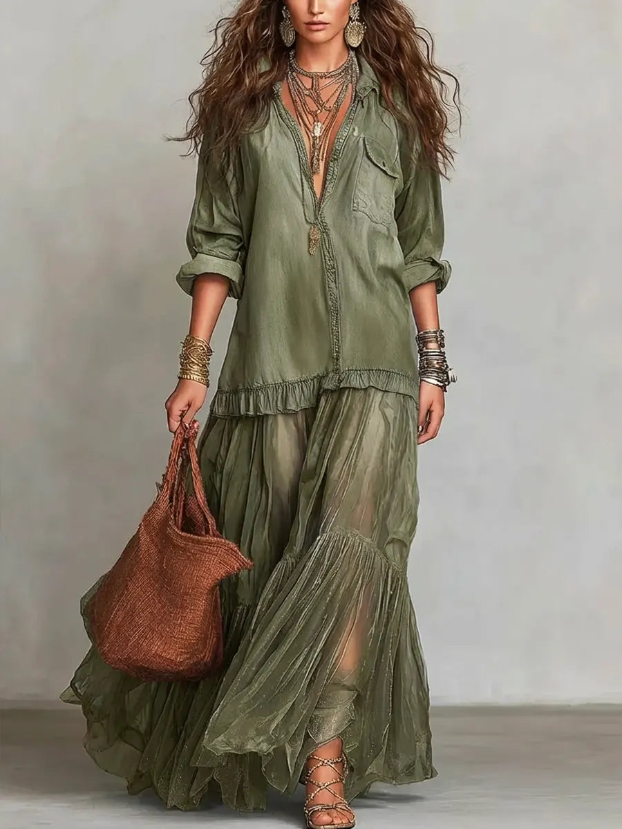 EDEN | Relaxed maxi dress with organza patchwork