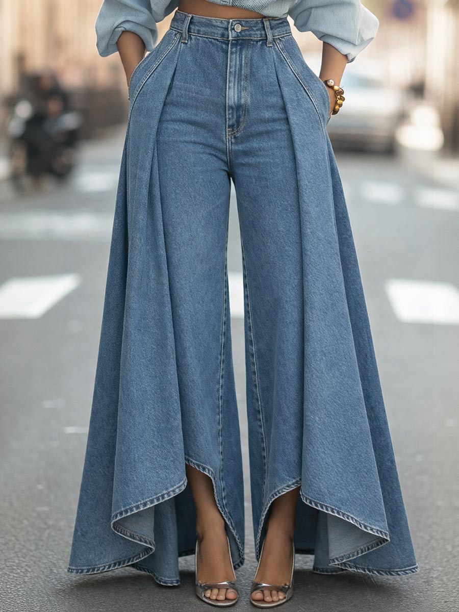 MORGAN | Wide-leg jeans in soft-touch fabric