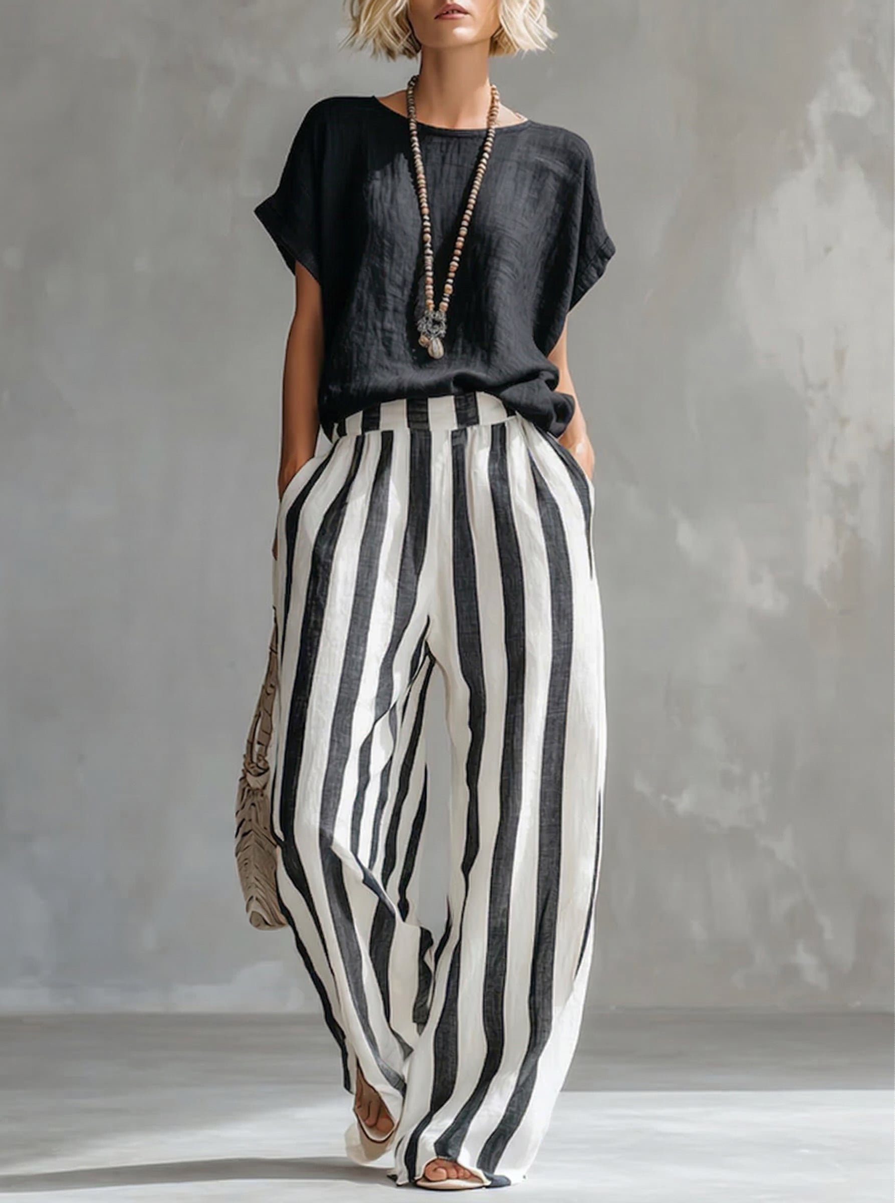 FRANKIE | Striped co-ord set with straight-leg pants