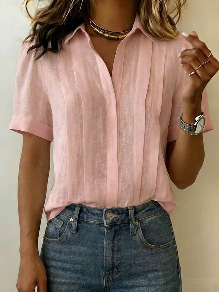 HARPER | Short-sleeve lapel shirt in woven fabric