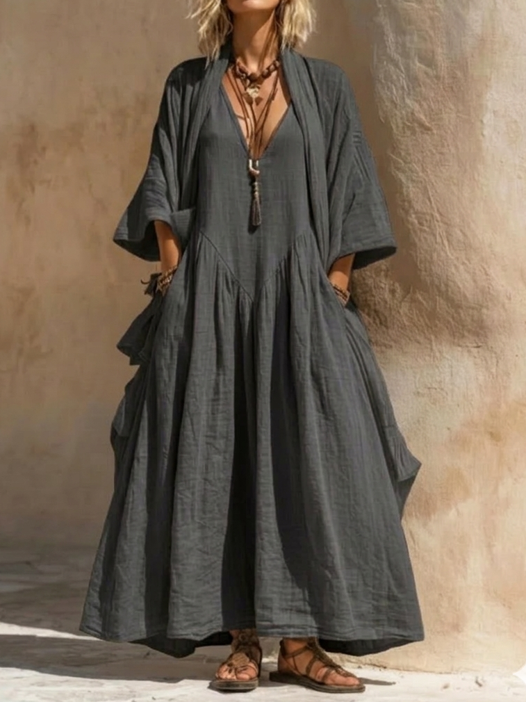 FRANKIE | Relaxed maxi dress with open-front cardigan