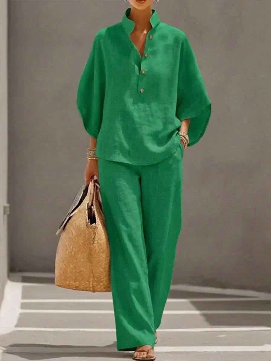 MARIBEL | Set with batwing top and wide-leg pants
