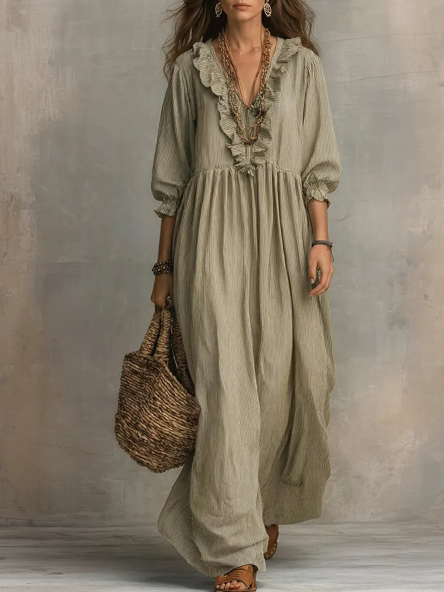 SUMMER | Striped maxi dress with ruffle hem