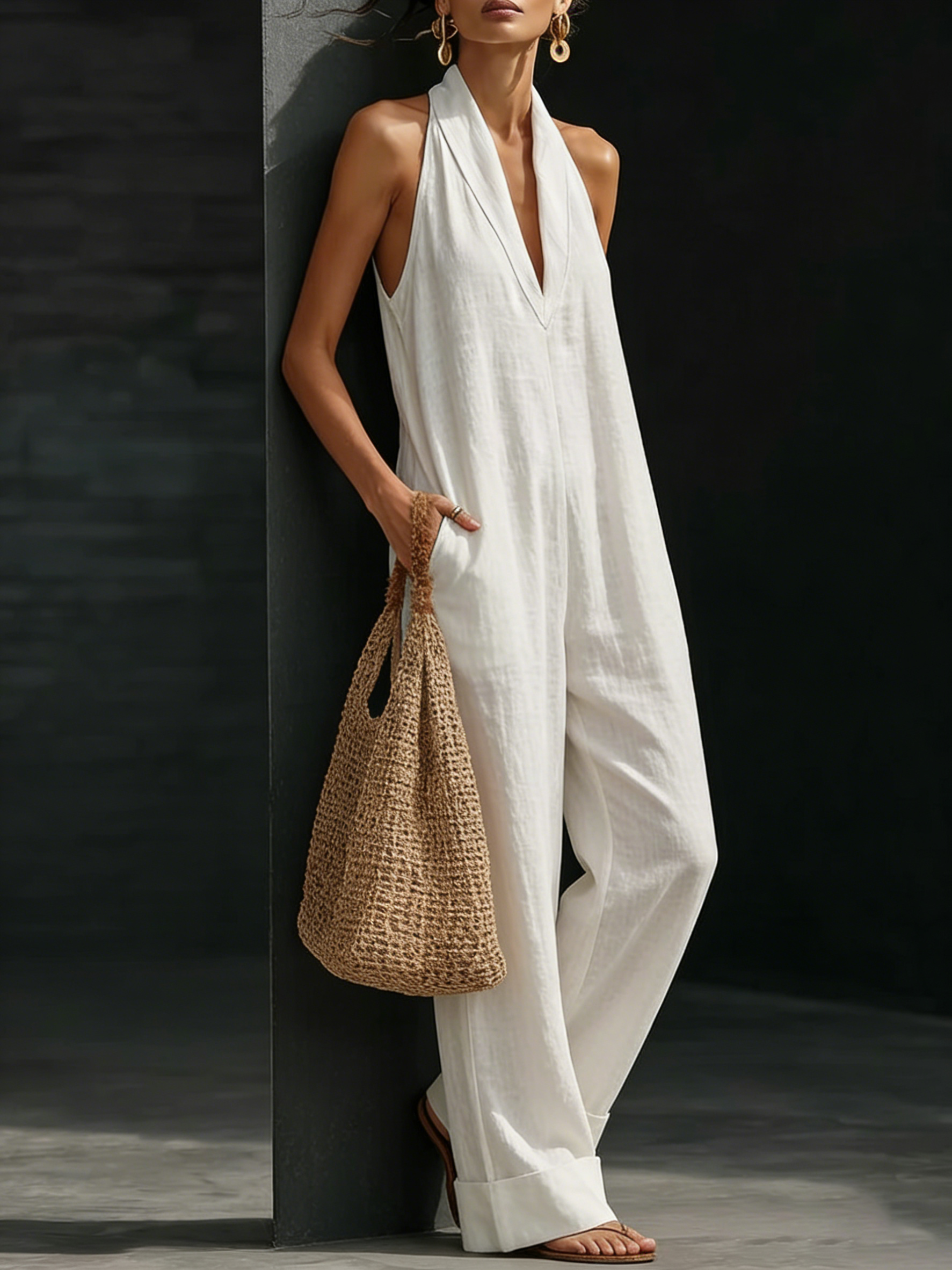 EDEN | Wide-leg jumpsuit in lightweight woven fabric
