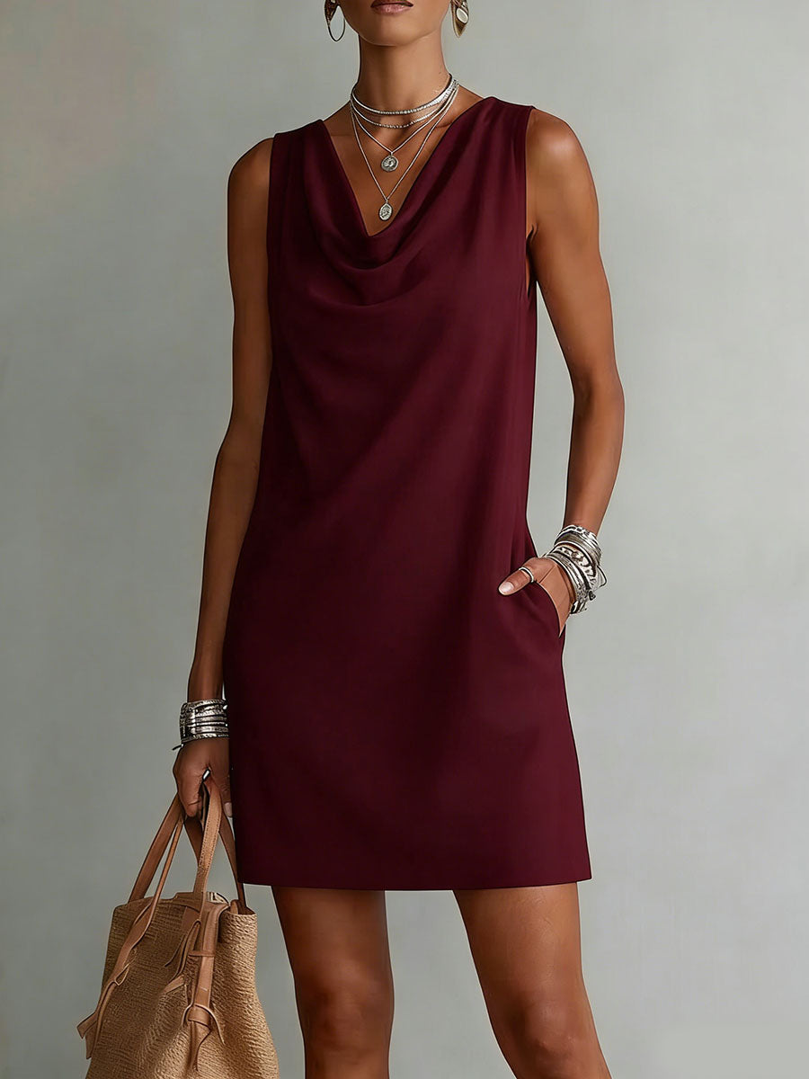 EDEN | Sleeveless dress with draped neckline