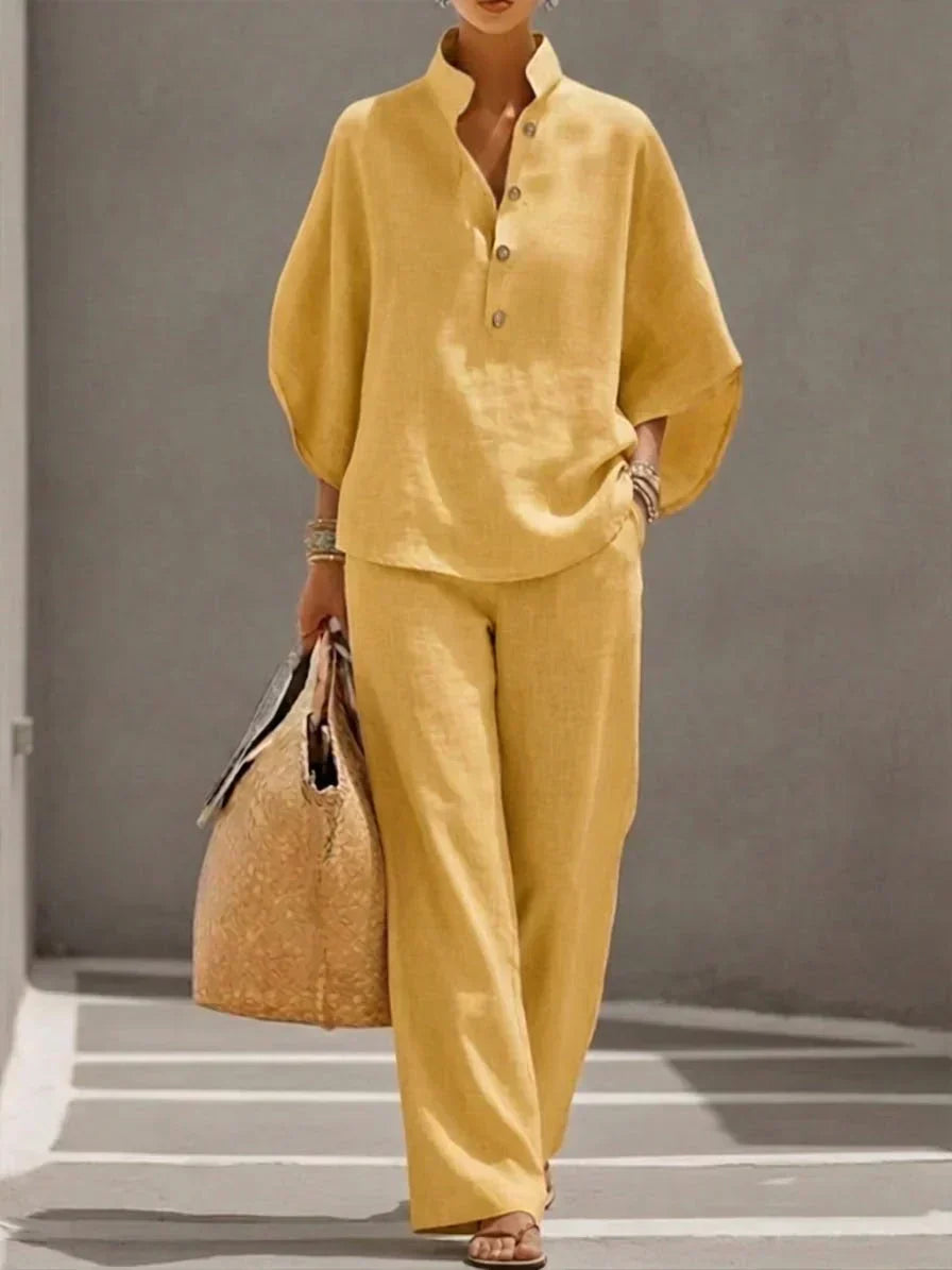 MARIBEL | Set with batwing top and wide-leg pants