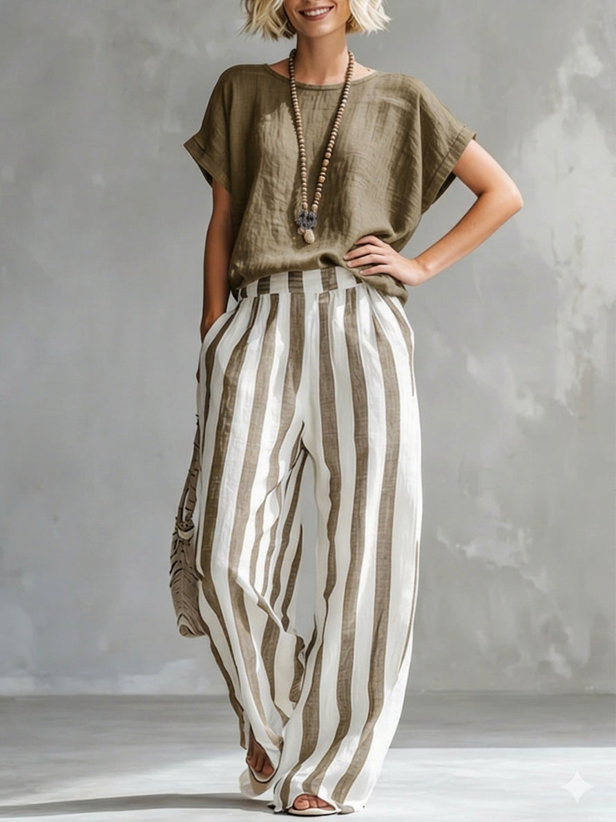 FRANKIE | Striped co-ord set with straight-leg pants
