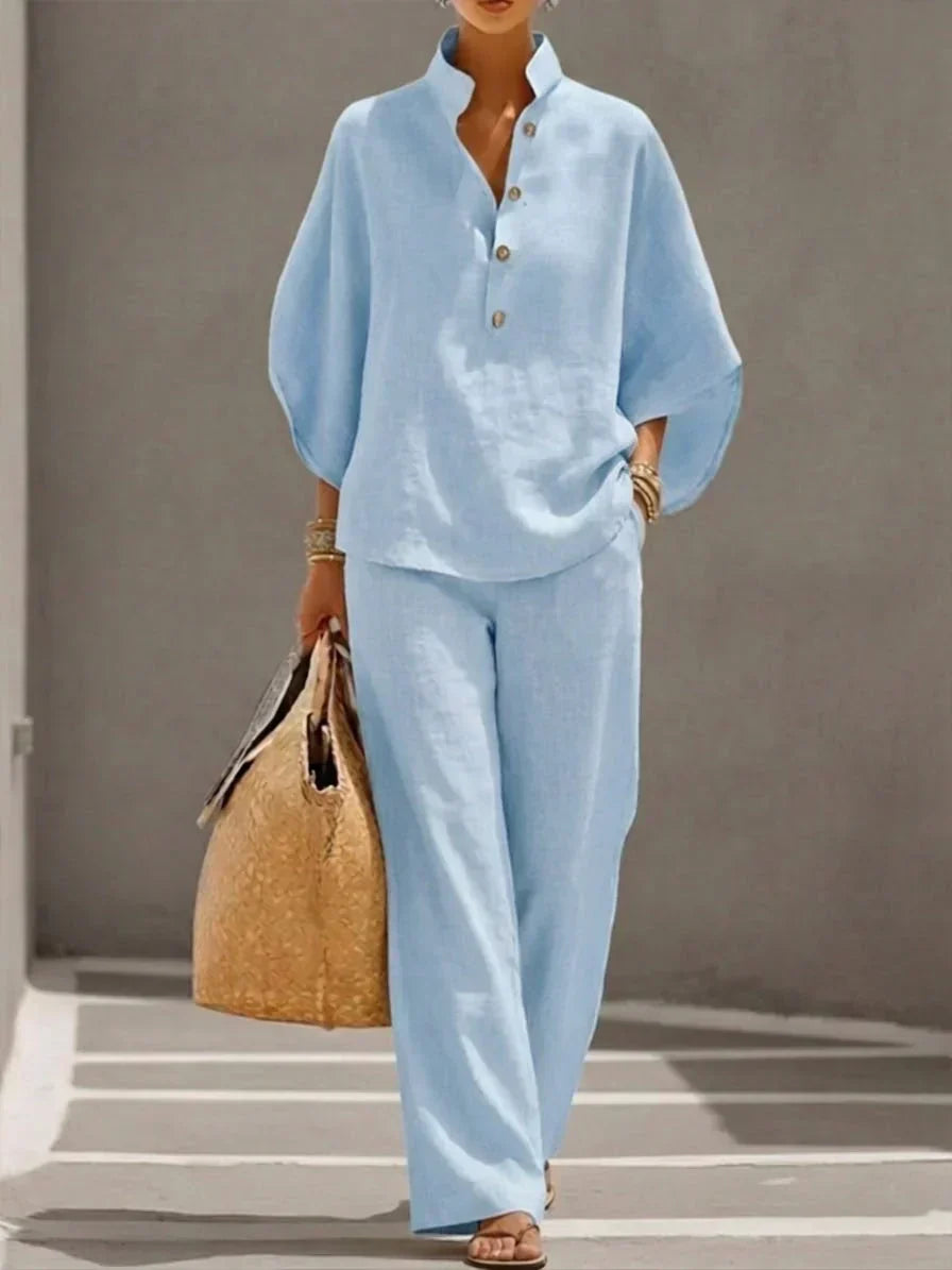 MARIBEL | Set with batwing top and wide-leg pants