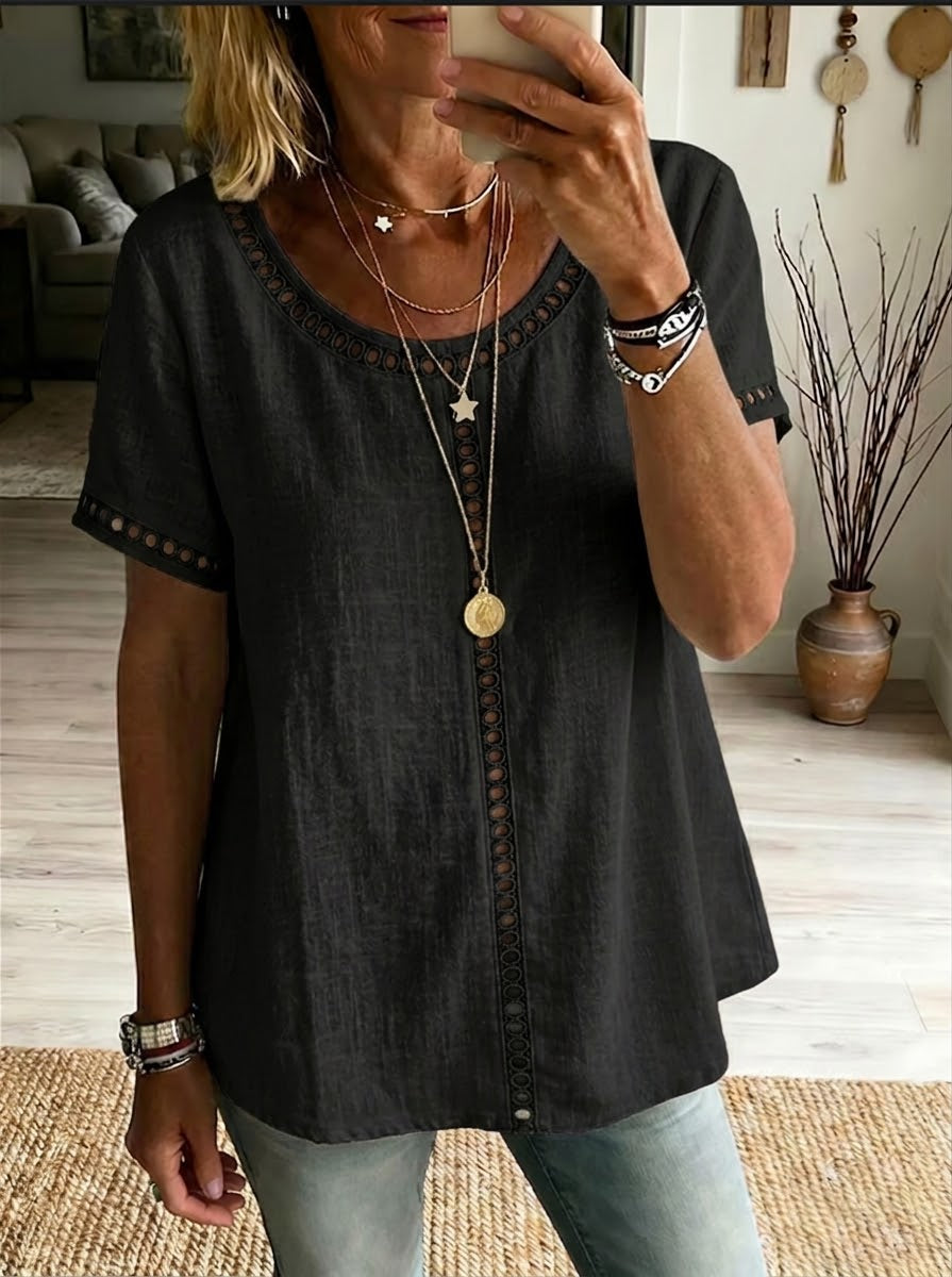 BILLIE | Weekend top with openwork weave detail