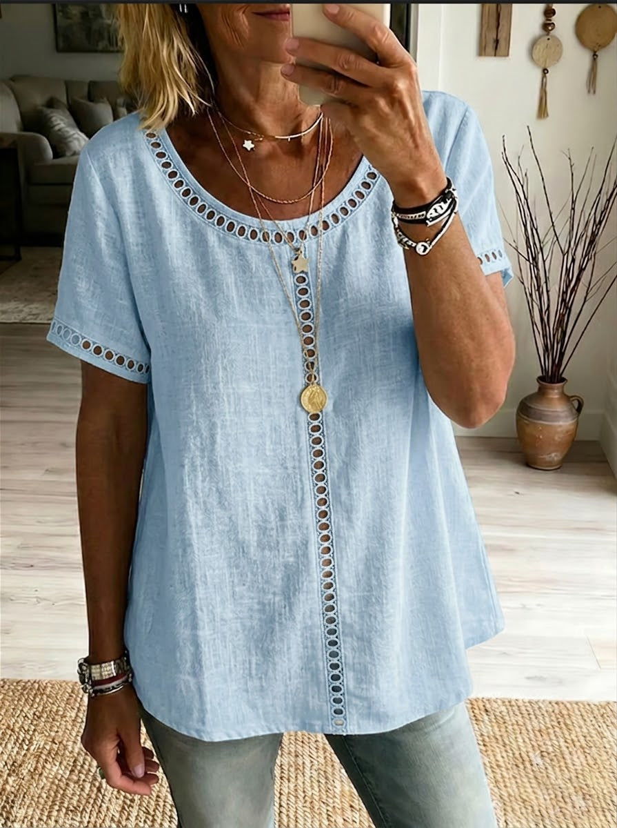 BILLIE | Weekend top with openwork weave detail