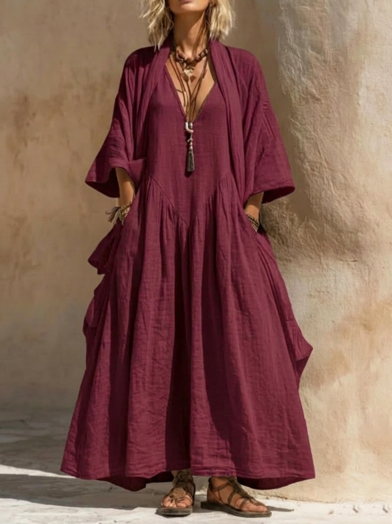 FRANKIE | Relaxed maxi dress with open-front cardigan