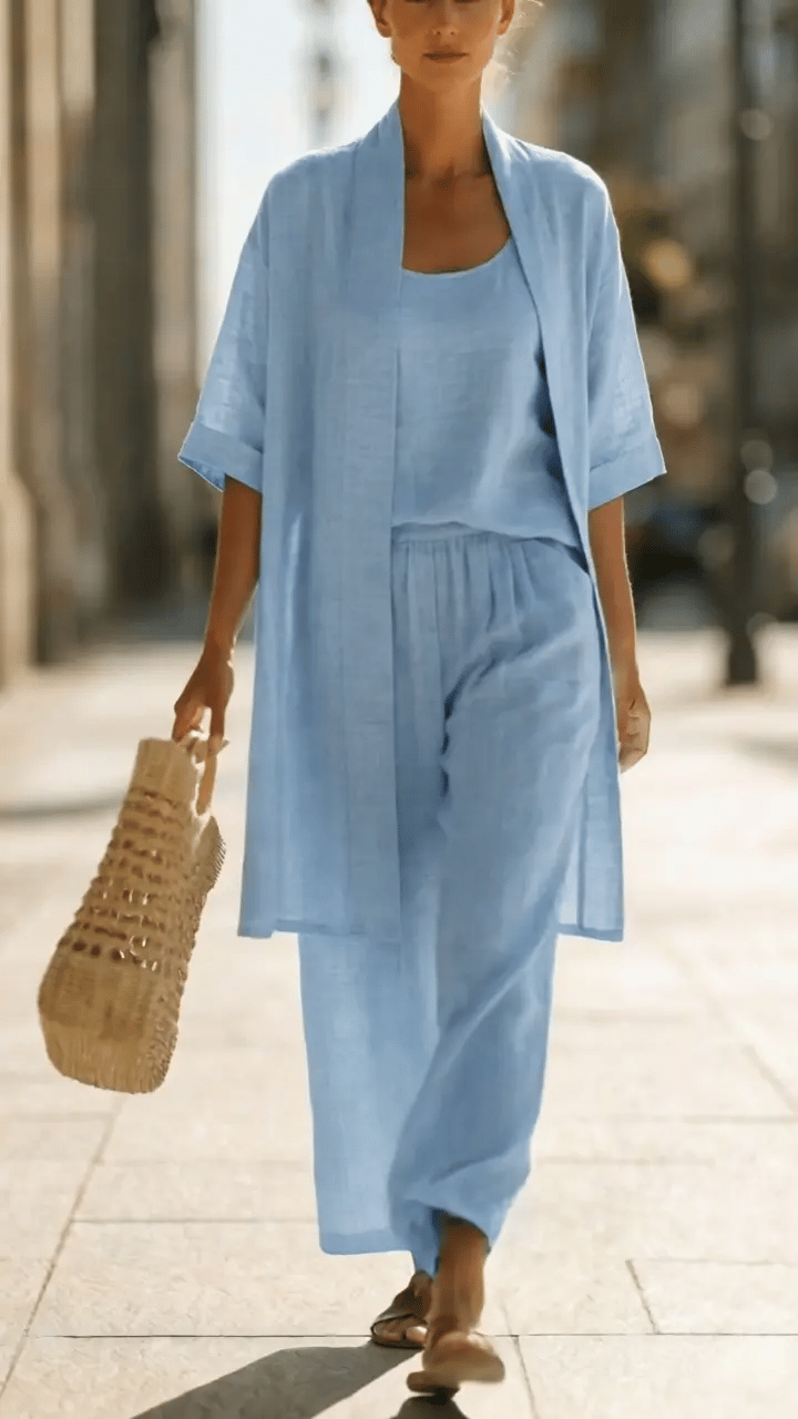ISA | Short-sleeve three-piece set in soft fabric