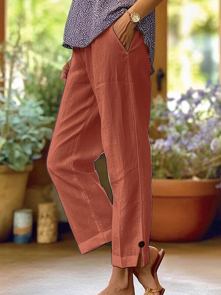 FRANKIE | Elastic-waist pants with slant pockets
