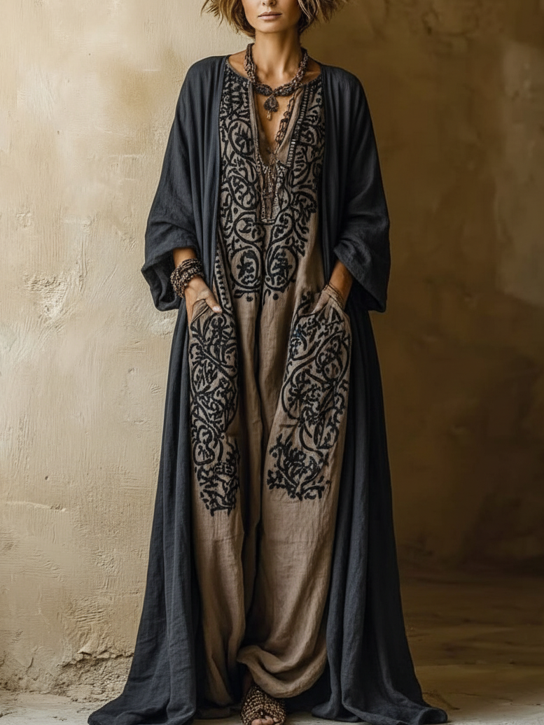 INDIE | Long-sleeve maxi dress and cardigan set